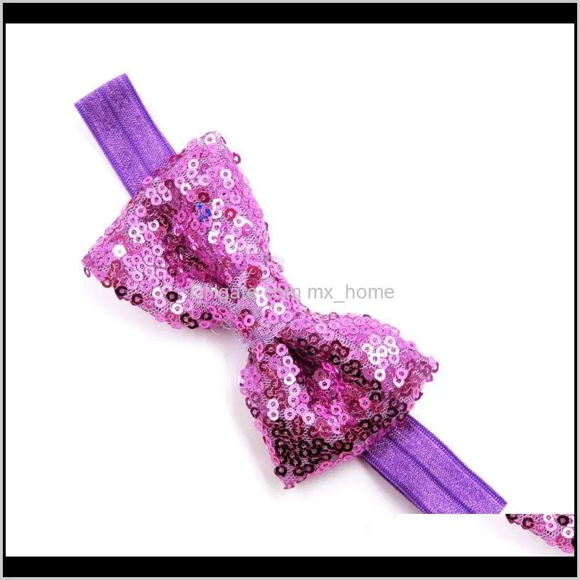 hot sale new infant baby girls shiny sequin bow headbands knot toddler spring stretchy hairwrap children`s princess hair accessories