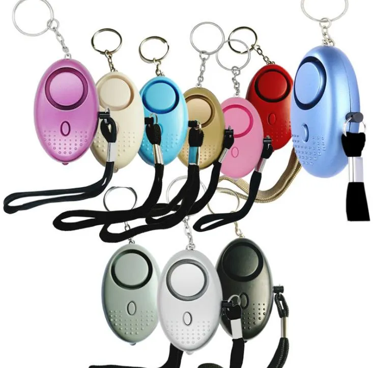 130 dB Safeesound Personlig säkerhetslarm Keychain med LED-lampor Hem självförsvar Elektronisk enhet för kvinnor barn sn2164