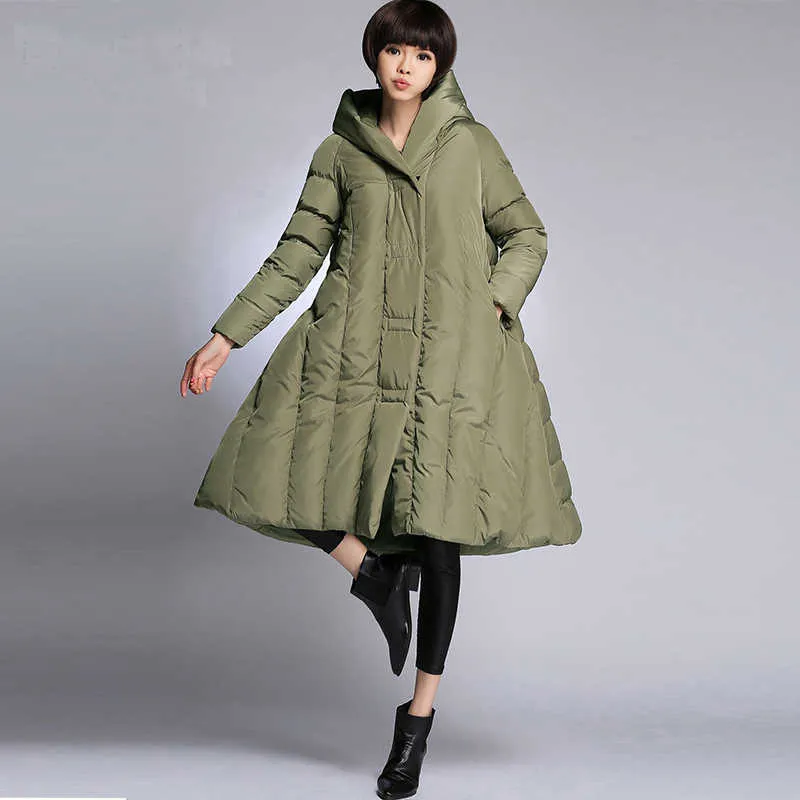 Winter Women's Down Coat Hem is groot voor dikke mensen. Groot formaat 10XL Puffer Jacket Zwart Red Navy Green Army Green 211012