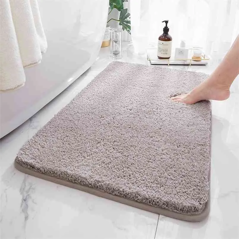 Non-Slip Bathroom Rug Bath Carpet High Water Absorbent Bath Mat Microfiber Soft Plush Shaggy Mat Home Carpet Anti-skid Bath Mat 210917