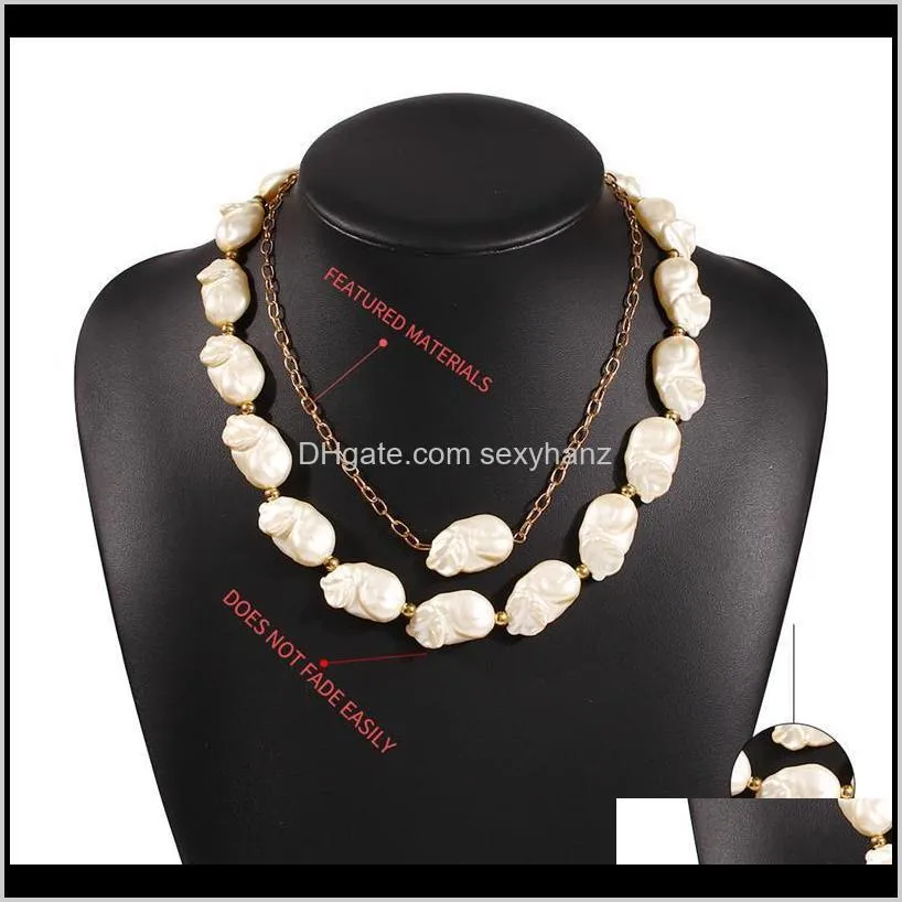 bohemian multi layer necklace for women imitation irregular pearl choker necklaces collars statement necklace party gifts
