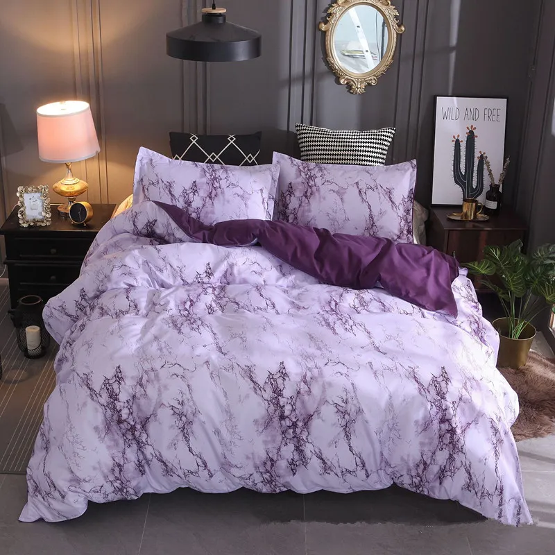 Marbling Bedding Sets Fashion Modern Three-piece Quilt Cover Pillow Case Twin Full Queen King Size Brand Chic Bed Comforters Supplies In Stock