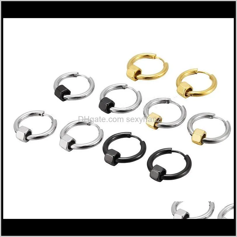 stainless steel gold black silver plated big round hoop earring simple design fashion earring for hip hop