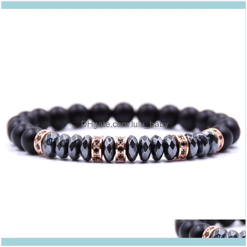 Charm Bracelets Men Personal Hematite Beads Bracelet Black Jewelry Matte Onyx Beaded For Man Gift1