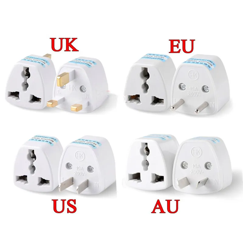 20pcs Box Adattatori da viaggio universali US AU EU to UK Plug Traveling Wall Adattatore di alimentazione CA 250V 10A Convertitore presa elettrica Powe252Z