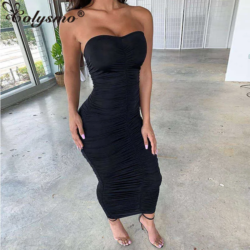 Colysmo Summer Clothes for Women Desped Sexy Off Shouched Black Black Streight Vintage Long Casual Party Club 210527