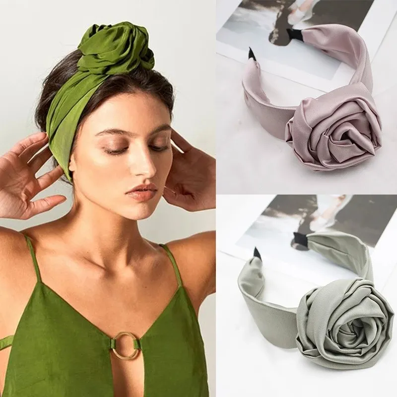 Yeni Büyük Çiçek Tomurcuk Bantlar Geniş Hairbands Moda Leke Kafa Bandı El Yapımı Saç Hoop Saç Aksesuarları Kadınlar Için