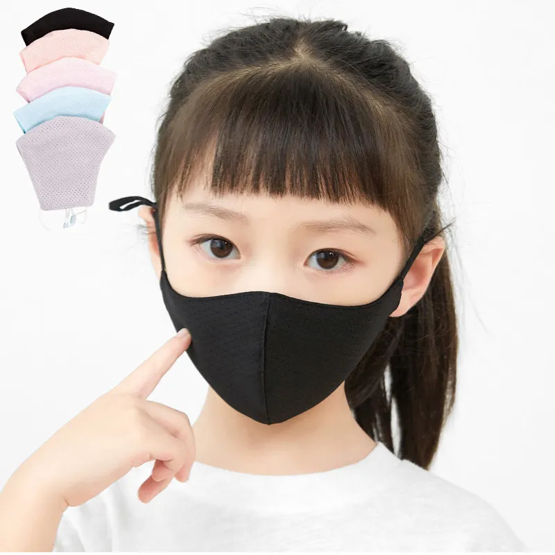 Moda Crianças Festa Máscaras Linda Crianças Respirável Reutilizável Lavável Gelo Silk Face Anti-Poeira PM2.5 Máscara de capa boca ao ar livre