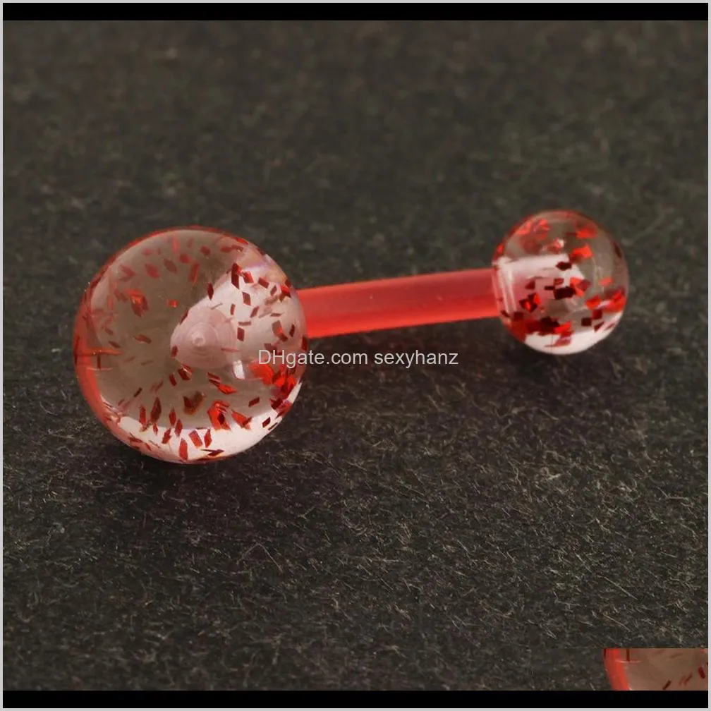 14g acrylic uv belly button rings for women girls screw navel bars bell body helix piercing cartilage mix 6 colors