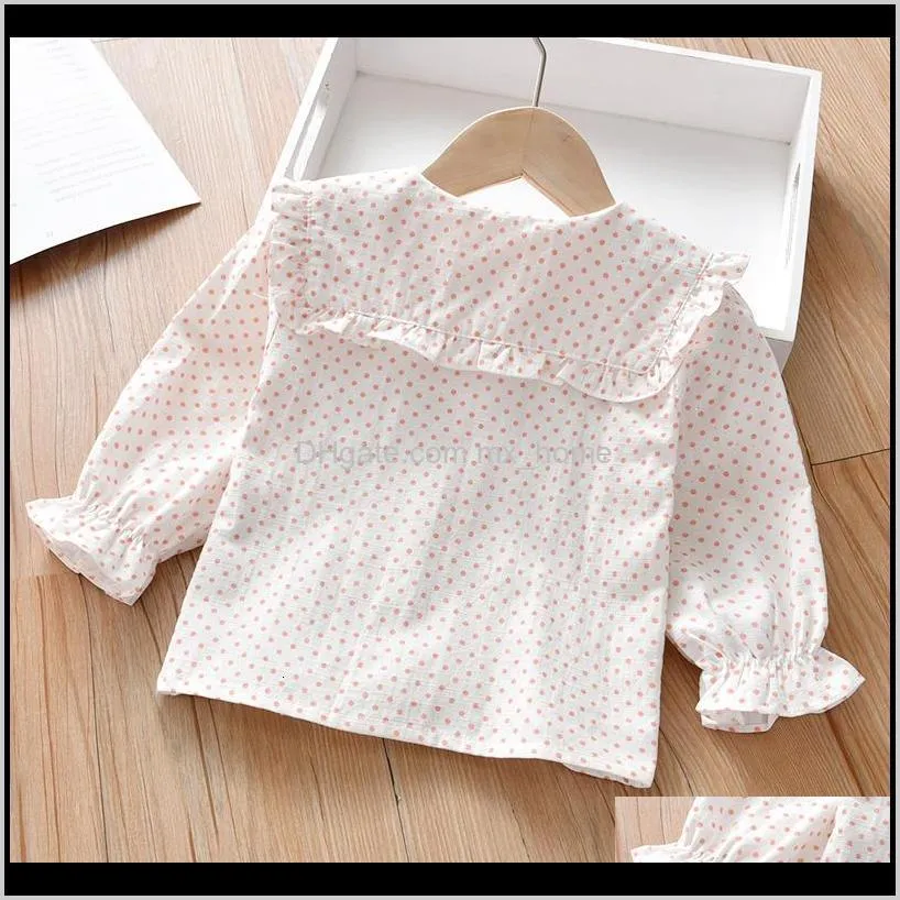 2021 new children`s spring beautiful clothes polka dot tops baby girl`s a year anniversary present shirt 3f5o