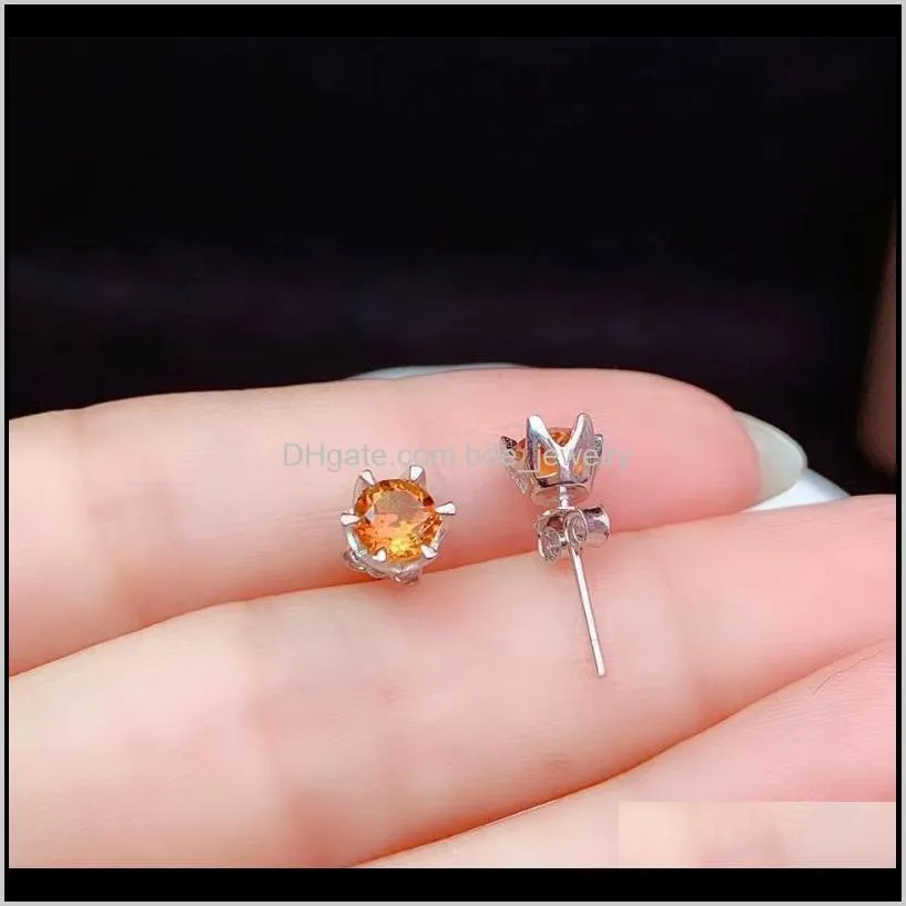 super simple natural citrine earrings 925 pure silver price cheap feedback to old customers including certificate package