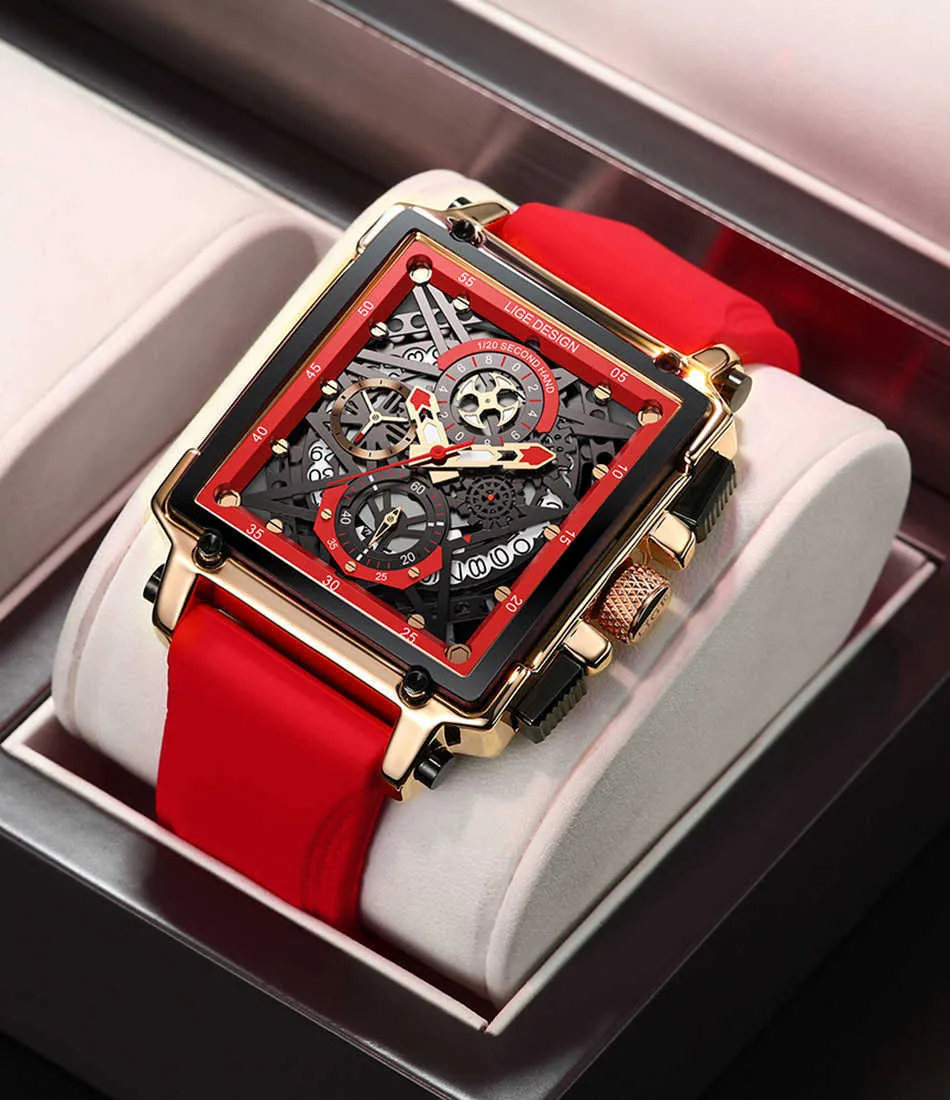 Reloj LIGE Para Hombre Relojes De Pulsera Cuadrados De Cuarzo