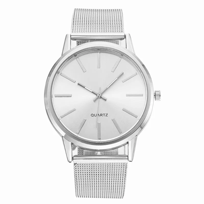 Relógios de prata de luxo de relógios femininos 2021 Moda Ladies Full Steel Minimalist Quartz Clock Drop