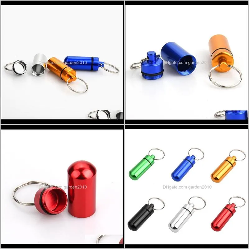 key holder aluminum waterproof pill box bottle holder container keychain key chain pill box jar storage 48mm*17mm stash wb3359