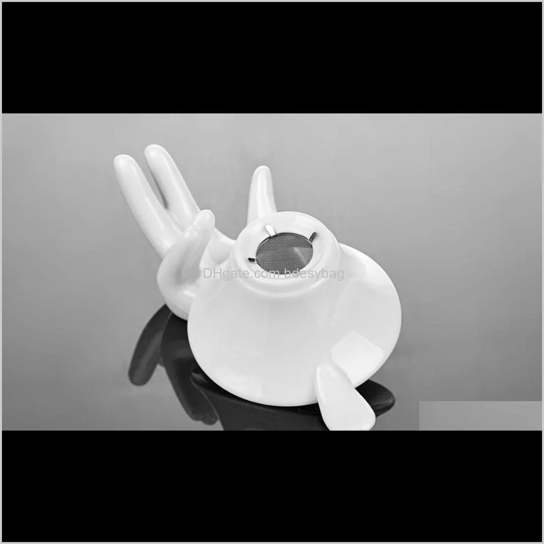 white porcelain fine mesh kungfu tea funnel strainer filter with holder stand