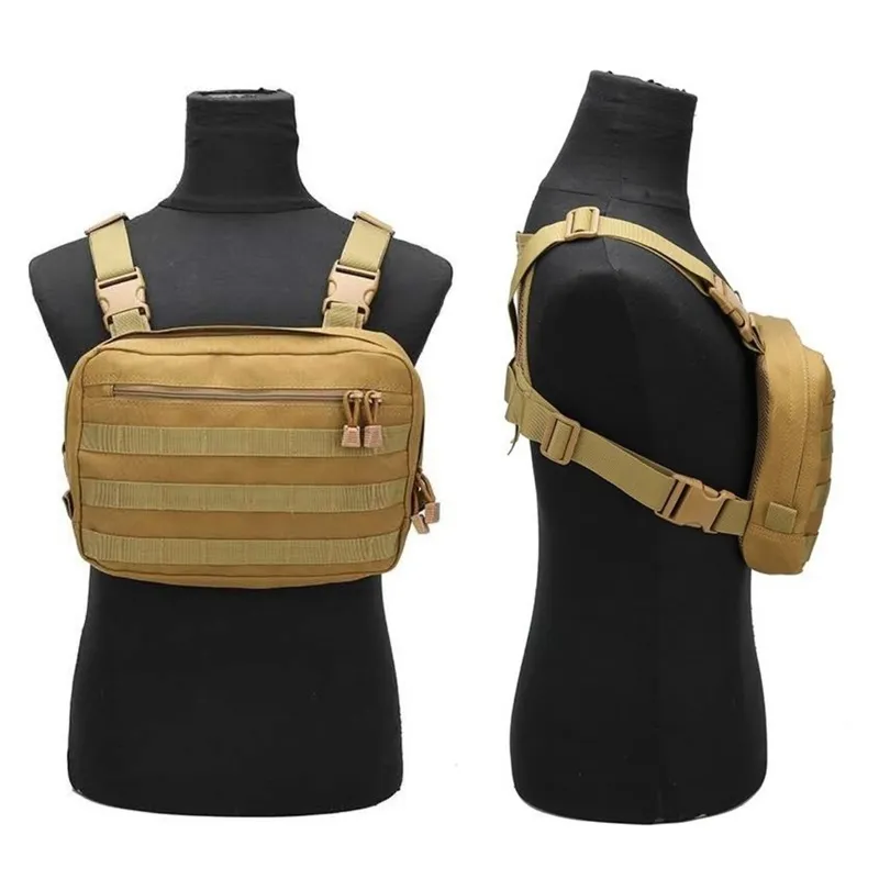 Tactical Peito Saco Molle Mille Militar Combate Front Pack Colete Hip Hop Mochila Destacável Cinta De Zíper Bolsos Ao Ar Livre Bolsas De Caça Ao Ar Livre 384 Z2