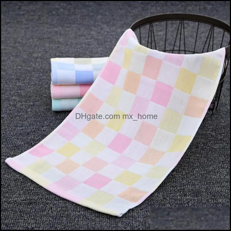 wholesale double gauze childrens towel cotton color check face wipes 25 50cm can be customized logo
