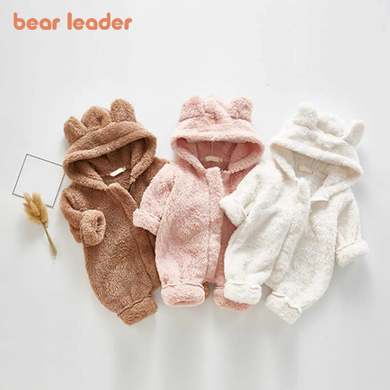 Bear Leader born Baby Winter Clothes Infant Girls Boys Cartoon Warm Overall Autumn Baby Fleece Rompers Toddler Cute Costumes 210708