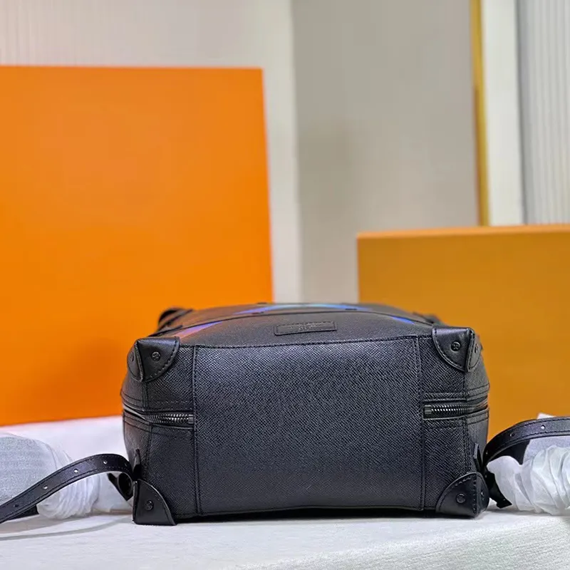 High Quality Mens Black Leather Backpack Luxurys Designer Knapsack With Colour X Criss-Cross Decorate Schoolbag Satchel Back Pack Luggage Double Shoulder Straps