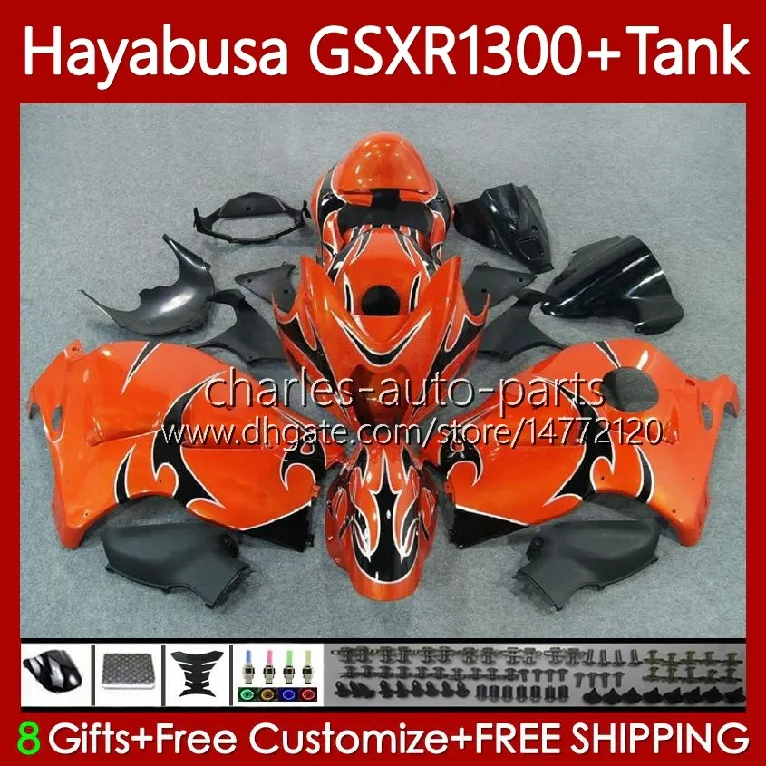 OEM Body + Tanque para Suzuki Hayabusa GSXR 1300CC GSXR-1300 1300 CC 1996 2007 74No.43 GSX-R1300 GSXR1300 96 97 98 99 00 01 GSX R1300 02 03 04 05 06 07 Kit de carenagem chamas laranja