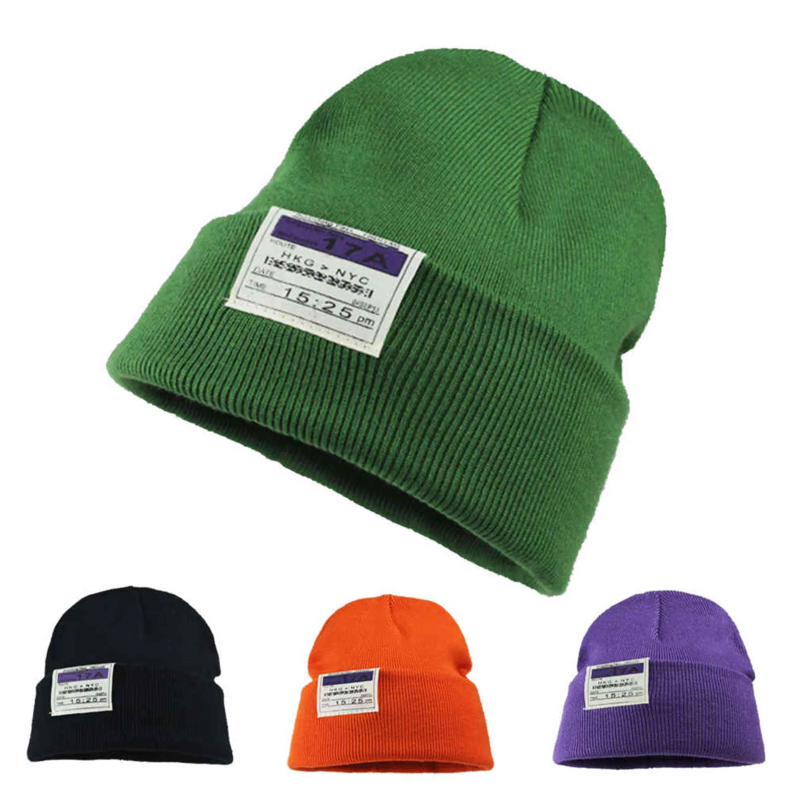 2021 шапочка зима вязаная шапка шерстяная женская шапка Цвета вышивка этикетки для мужчин KPOP популярное использование личности Y21111