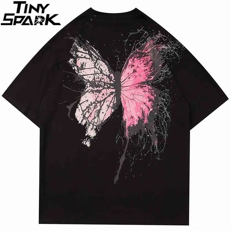 T-shirt da uomo Hip Hop Summer Streetwear Stampa Cracked Butterfly Tshirt Harajuku T-shirt manica corta in cotone Tops Tees Hipster 210409