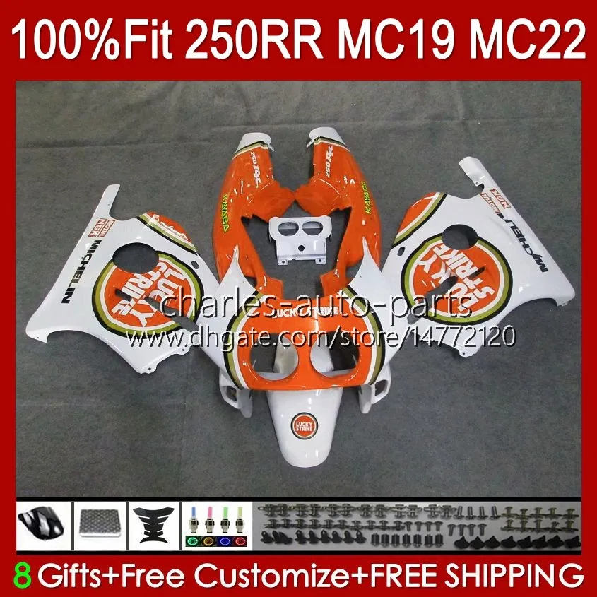 Corpo iniezione per HONDA CBR250RR MC19 1988-1989 CBR 250 RR CC 250R 250RR 88 89 112HC.267 CBR250 RR CC 1988 1989 Carrozzeria CBR 250CC 88-89 Kit carene OEM arancione lucido