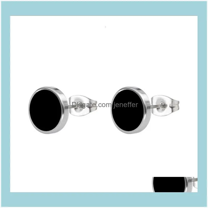 FactoryBSPLcakes, Fashionable titanium stainless steel round dumbbell drop oil, barbell female earrings, anti allergy