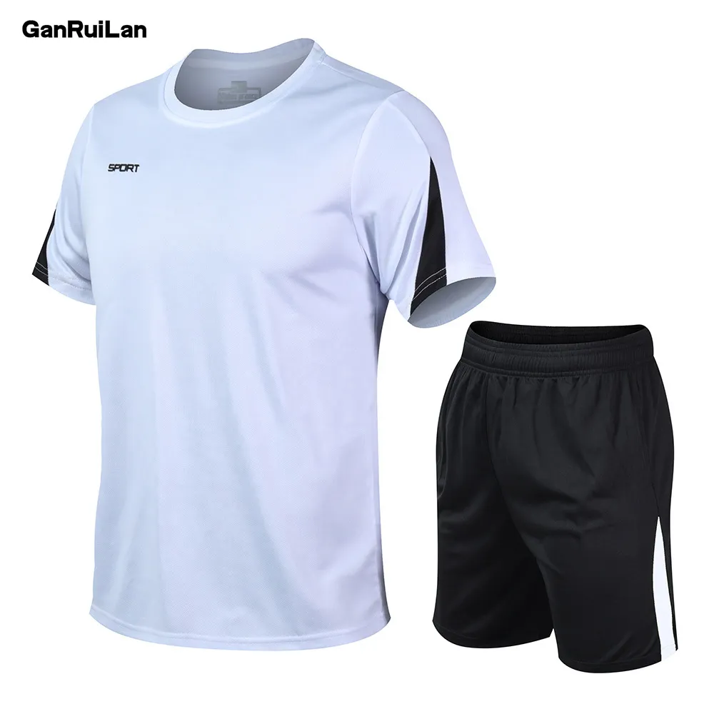 Tracksuit Men Summer Two Piece Set Men Short Sleeve T Shirt Cropped Top+Shorts Suit Mens Sportwear Shorts Sets Outwear 210518