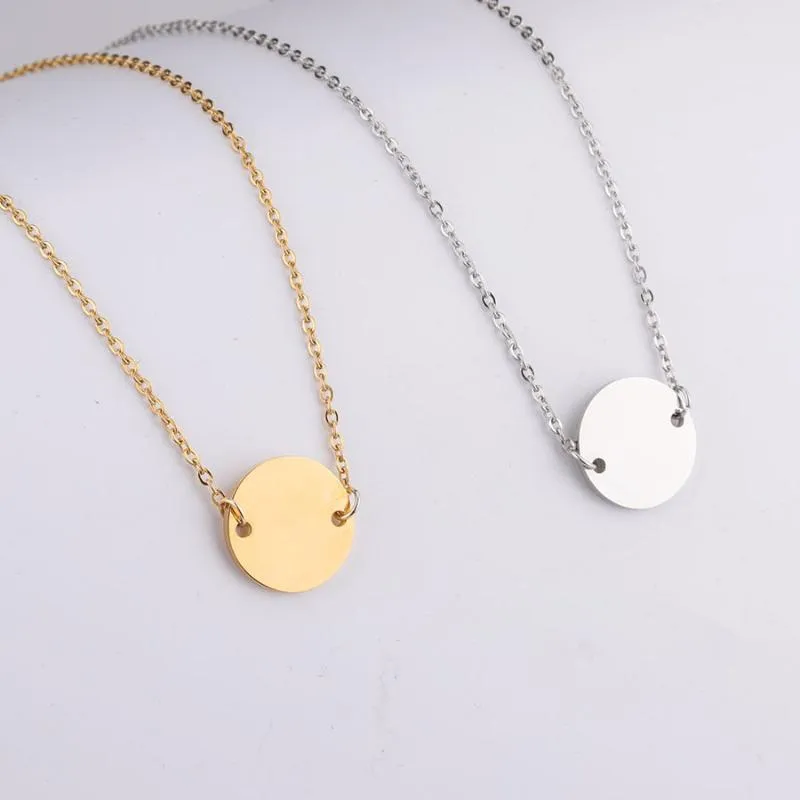 Pendant Necklaces Wholesale Items Fashion Cutom Colar Stainless Steel Gold Round Plain Blank Charm Necklace Jewelry For Women Personalized G