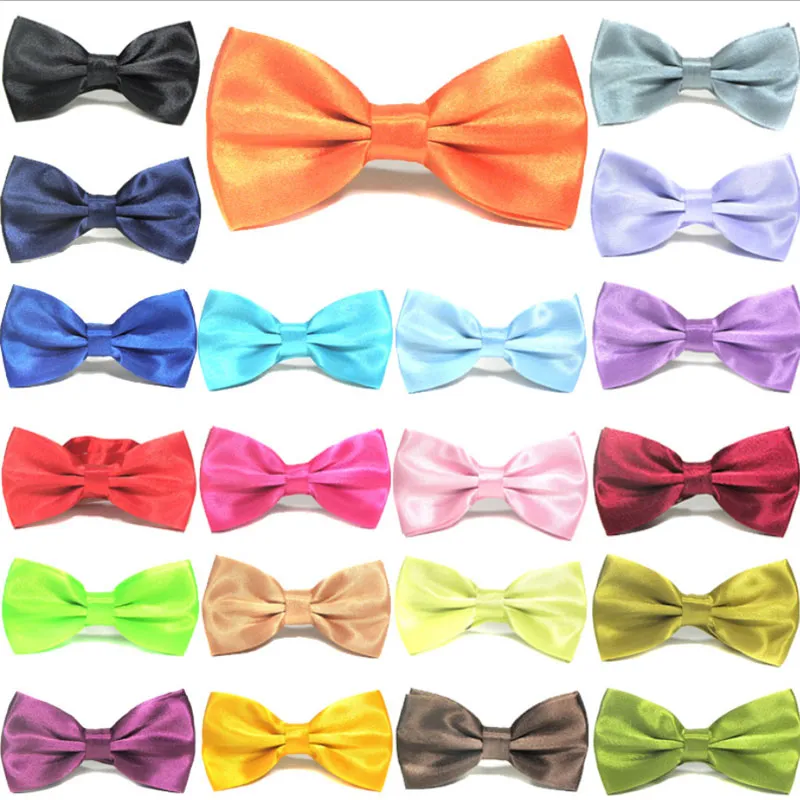 12.5 * 6.5cm Mens Dubbelskikt Solid Färg Satin Bowknots Bow Slipsar Business Suit Neck Bowties Mode Tillbehör