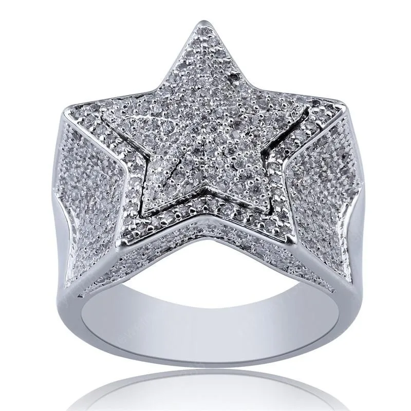 Jóias de designer de luxo, anéis masculinos, ouro, prata, joias hip hop, anel de noivado, gelo, diamante, estrela do campeonato