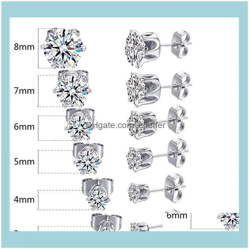 Charm Jewelryfactoryqos3 Orecchini in zircone con trapano ceco Fashion Set semplice da 6 pezzi Drop Delivery 2021 Jkyqc