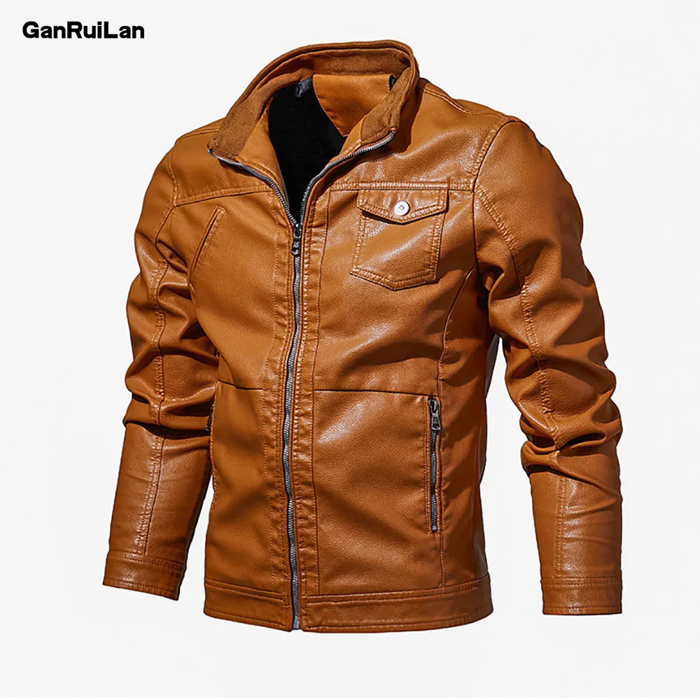 Veste en cuir pour hommes Moto Casual PU Manteaux Mode Vestes Slim Fit PU Manteau Hommes Fermeture Éclair Solide Mâle Plein Stand Régulier B0871 210518