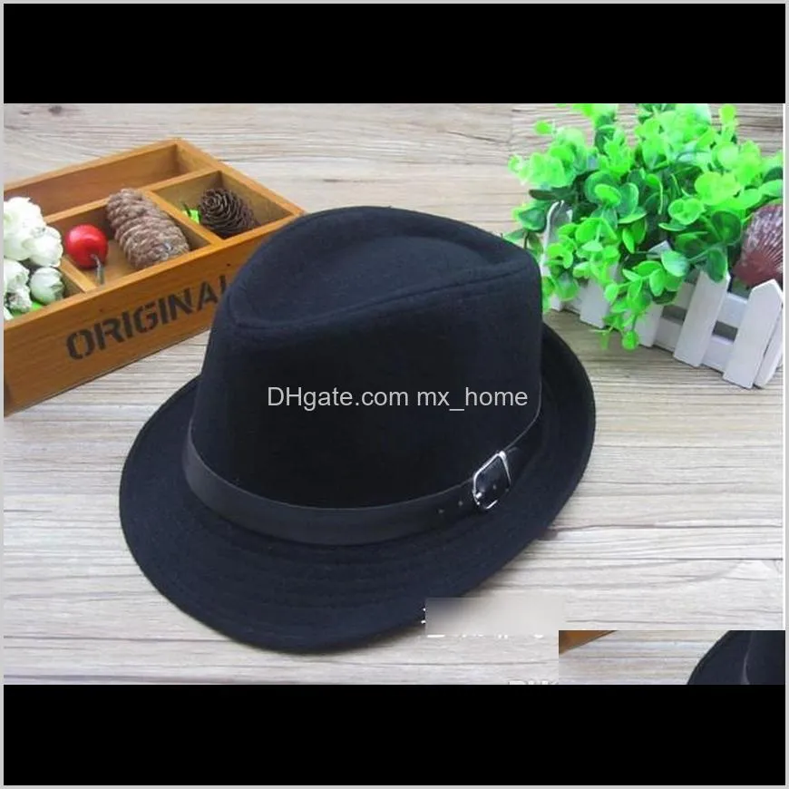 winter cute boys girls buckle wollen hats family  jazz kids children bow sunhat sand beach red black grey coffee kb141