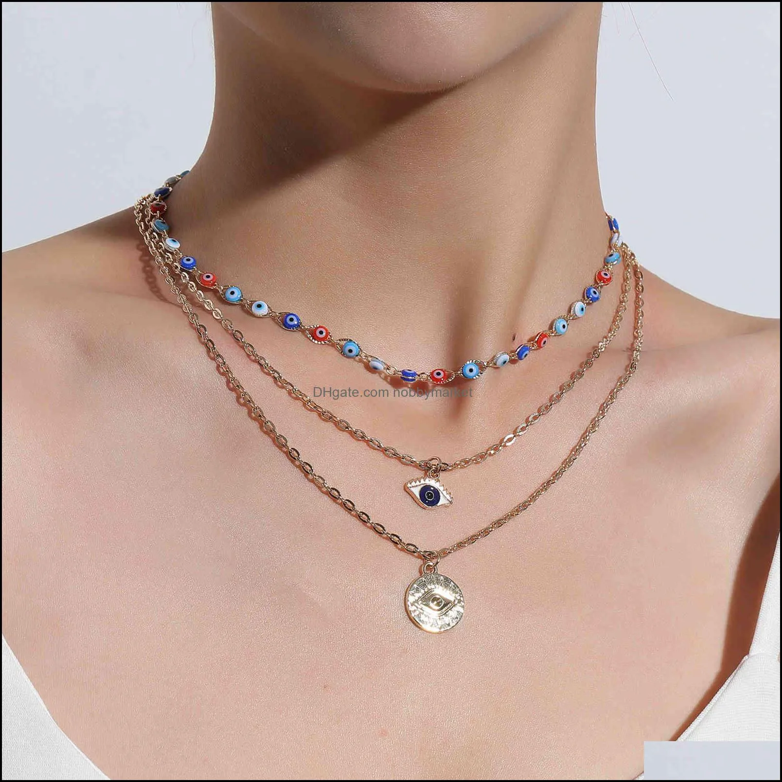 Inne mody Aessories Jewelry Mti-Layer Devils Wisiorek Kobiet przesadzone Trend Eye Naszyjnik Drop Dostawa 2021 EJGBP