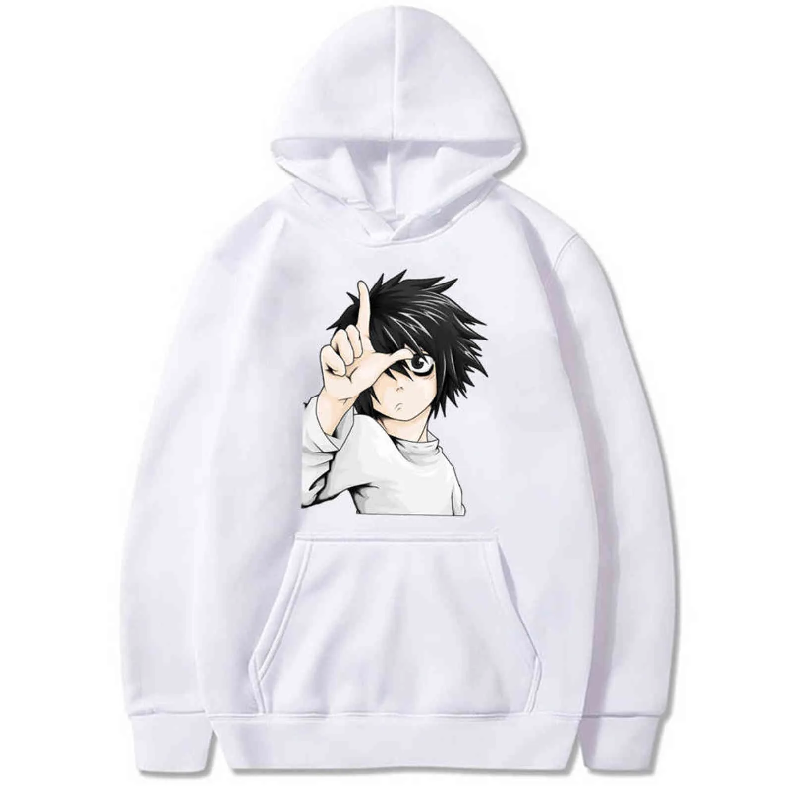 Harajuku Anime Death Nota Cosplay Roupas Trajes Homens Hoodies Suéter Chapéu Roupas Tops Y211122