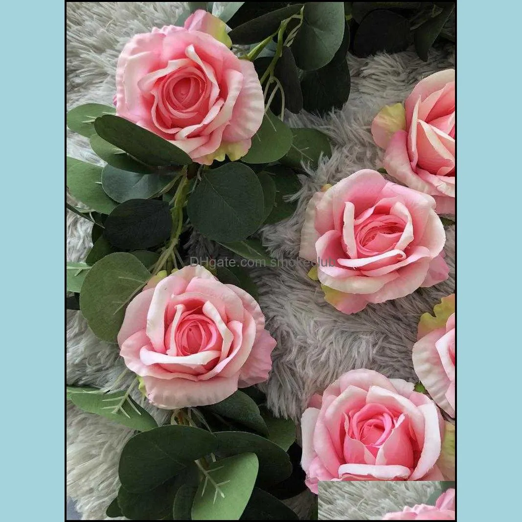 Decorative Flowers & Wreaths 10pcs Pink Silk Rose Heads Artificial In Wholesale Fake Flower For Wedding Home Party Decoration