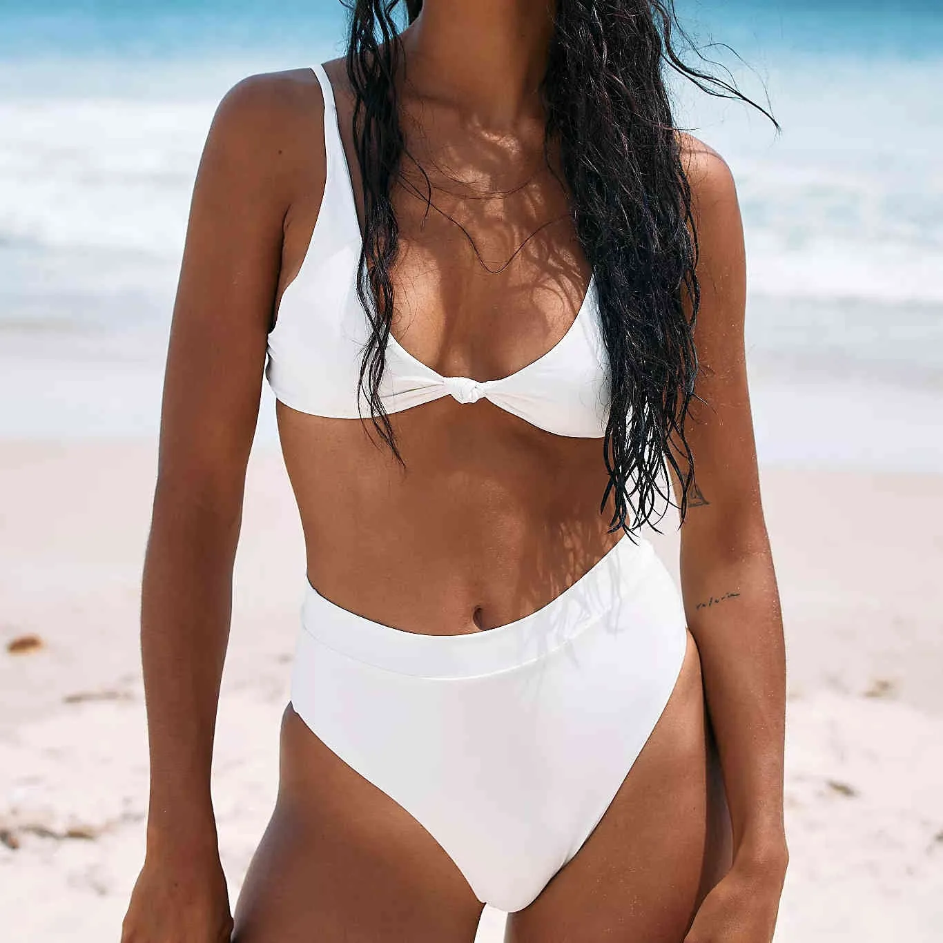 Biały wysoki talia bikini zestaw stroje kąpielowe kobiety moda lato kąpiel ret kobiety strój kąpielowy żeński seksowny kostium kąpielowy 210520