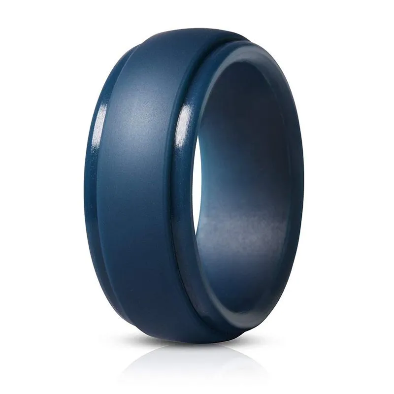 Men's Silicone Wedding Band - Thin, Breathable Rubber Ring For Active Jobs, Sports, Outdoor & Safety - View #2
