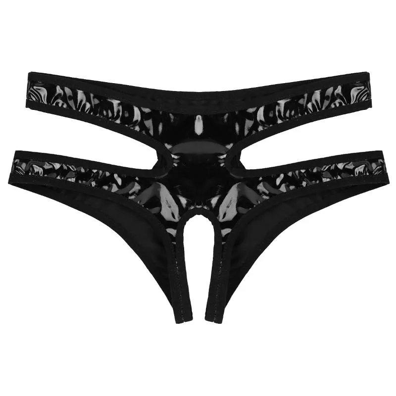 Sexy Black Patent Leather Latex Briefs With Open Crotch And Open Pussy Mini  Latex Lingerie For Women Z230711 From Heijue02, $4.69