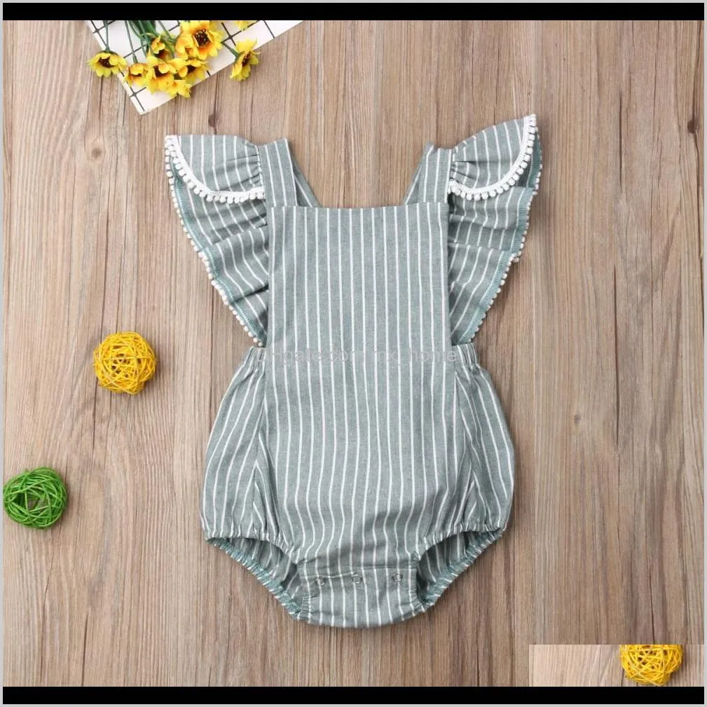 newborn kids baby girl clothes sleeveless stripe romper jumpsuit outfit 0-24m