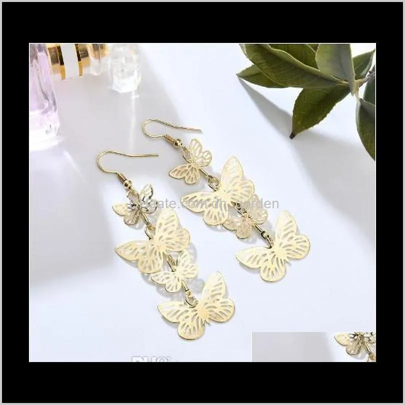 Butterfly Tassel Earrings Dangle Earrings Metal Gold Silver Plated Lovely Butterfly Chandelier Earrings