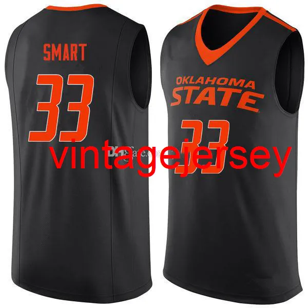 Oklahoma State Cowboys College Marcus Smart #33 Schwarz Orange Retro-Basketballtrikot Herren-Trikots mit individuell genähten Nummern und Namen