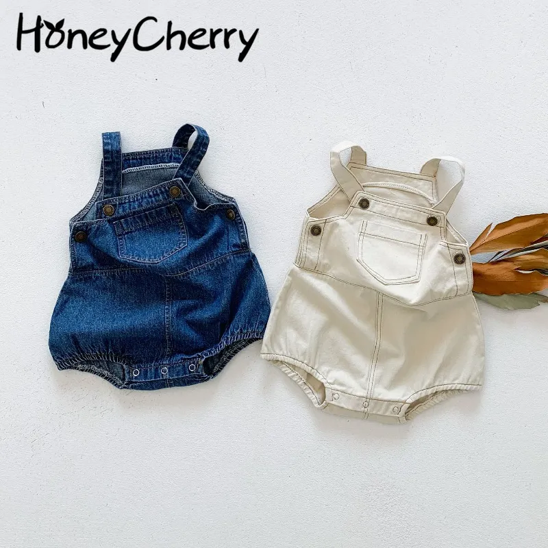 spring and summer baby jeans boys girls cotton leotard Romper climbing clothes 210515
