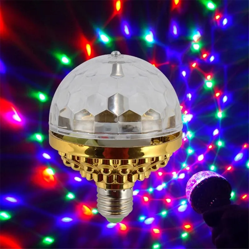 2Pcs E27 6W Rotante Crystal Magic Ball RGB Effetti LED Stage Light Bulb Mini Lampada per Disco Party DJ Feste di Natale Compleanno efficace Matrimonio