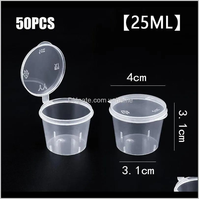 pcs 25/30/40ml plastic takeaway sauce cup containers box with hinged lids pigment paint palette disposable box. storage bottles & jars