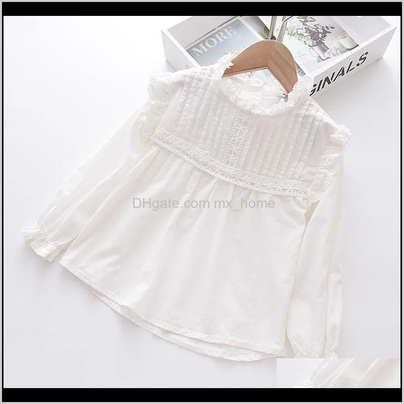 love dd&mm girls shirts autumn baby tops flower hollow embroidery sweet lace side long-sleeved blouse kids clothes 210305
