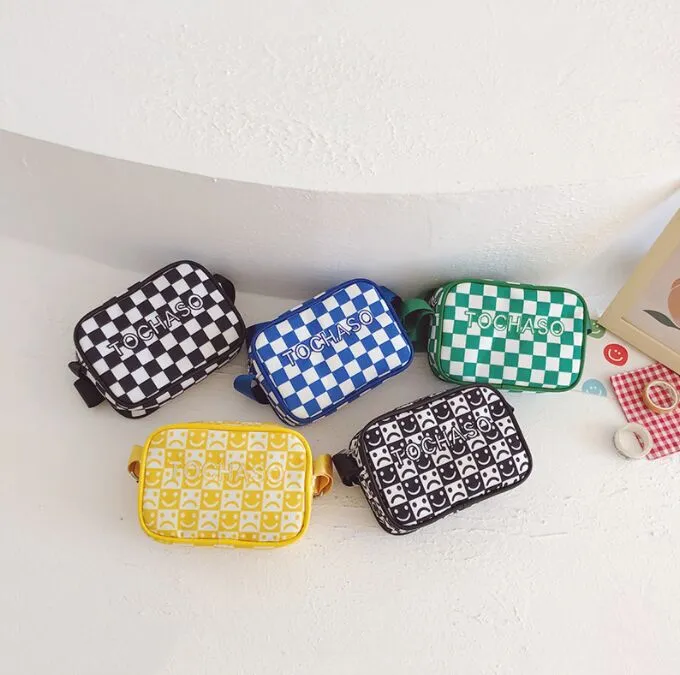 Fashion boys handbag checkerboard small square bag handsome boy nylon cross-body bag mobile phone bags