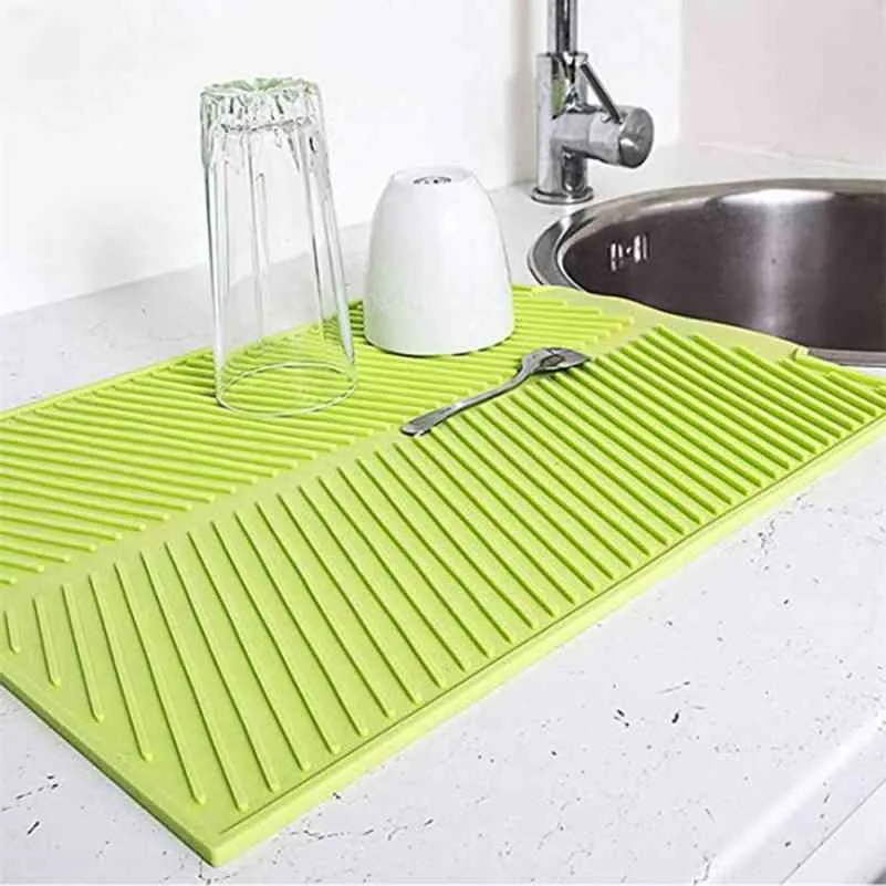 Alfombrilla rectangular de silicona para secar platos, vajilla resistente al calor de primera calidad, alfombrilla para mesa, vajilla, mantel para lavavajillas, alfombrilla para platos de cocina 210706